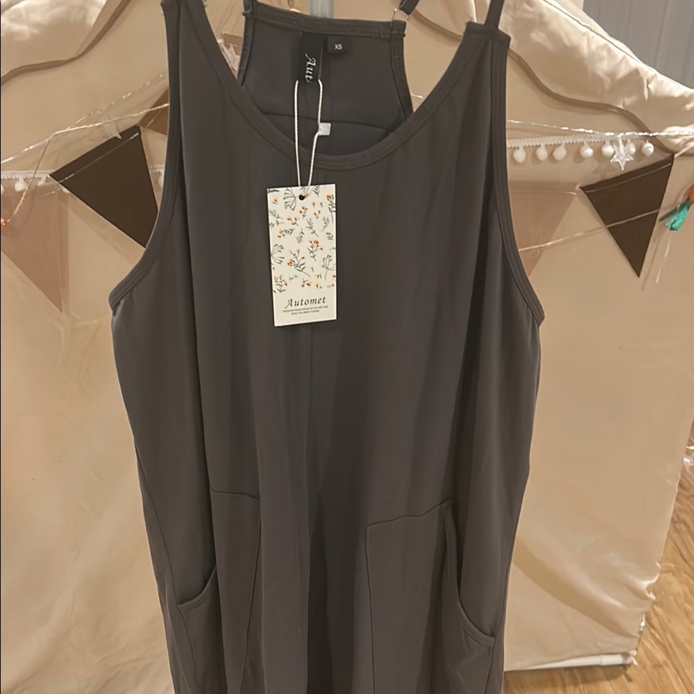 Sleeveless Pocket Tunic Dress - Gray